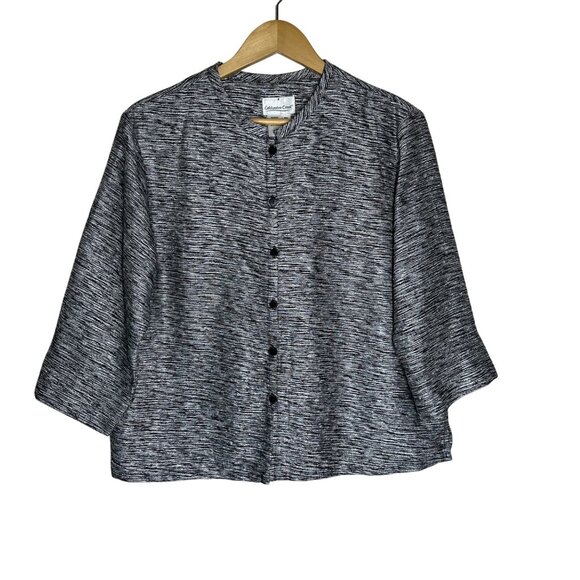 Coldwater Creek Textured Silk Blend Shirt Jacket Womens Size PL Classic Office - Picture 2 of 7